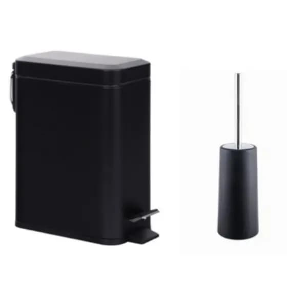 Lixeira Fosca Preta Lixeira de banheiro escritorio cozinha - compacta retangular - lixo preto fosco