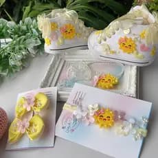 Kit Tênis Menina Sol 365 sorrisos Sapatinho +Prendedor Chupeta Laço Decorado Presilha ou Tênis Solzinho