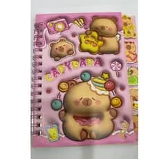 KIT 3D Mini Caderno com Adesivos Capivara   Adesivo Papelaria Criativa Fofa Agenda Diario Kawaii