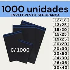 Kit c/1000 Envelope Segurança Embalagem Envio12x18 15x20 15x25 19x25 20x30  Saco Correio