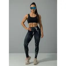 Calça Legging Marmorizada Academia Fitness Cintura Alta Treino