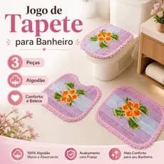 Jogo de Tapete Banheiro Kit 03 Peças 100% Algodão