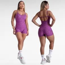 Macaquinho de Academia Feminino Look Treino Roupa Fitness Moda Esportiva Macaquinho Animal print