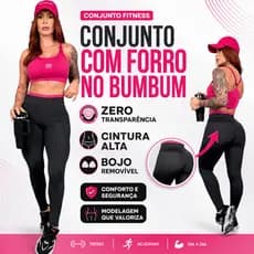 Conjunto Fit  Academia Bicolor | Top e Calça Legging | Com Forro no Bumbum Zero Transparência