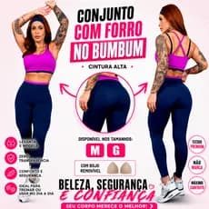 Conjunto Feminino  Academia Bicolor | Top e Calça Legging | Com Forro no Bumbum Zero Transparência Para Treino