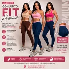 Conjunto Fitness Leg e Top sustentação bojo removível zero transparência academia cintura alta calça para treino