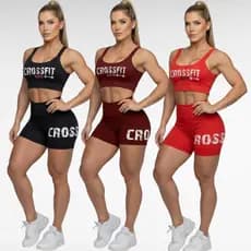 Conjunto fitness short e top academia ginástica shorts com cintura alta