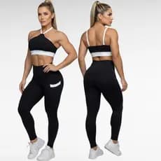 Conjunto Fitness Feminino Calça  e Top Legging Cintura Alta Treino Moda Academia