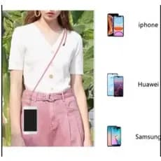 Cordão De Pescoço Ajustável para celular com suporte transparente