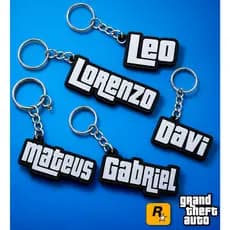 Chaveiro Personalizado Seu Nome Tema GTA | Presente Gamer Exclusivo