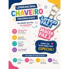 30 CHAVEIROS PERSONALIZADOS COM NOME | LEMBRANCINHA DE ANIVERSÁRIO INFANTIL
