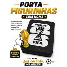 Organizador copa do mundo 2026 personalizado com nome caixa porta figurinhas + brinde chaveiro da taça