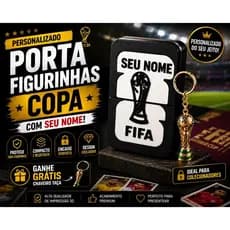 Organizador Figurinhas Copa 2026 Personalizado com Nome + Chaveiro Taça Grátis