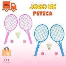 Jogo De Peteca Infantil com 2 Raquetes + 2 Bolas + 1 Peteca Brinquedo Menino Menina Criança