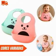 Babador De Silicone Bebê Pega Migalhas Impermeável Menino Menina