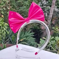 tiara laço lonita, laço em pé na tiara