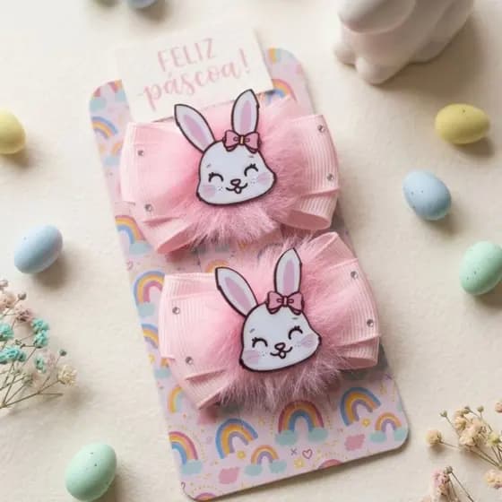 Laço Páscoa, par de laços coelhinha 6cm, par de laços infantil Páscoa