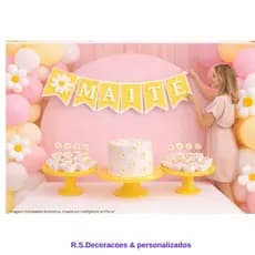 Bandeirola personalizada Jardim Das margaridas- bandeira personalizada decoração jardim das margaridas- festa menina