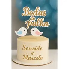 ENVIO IMEDIATO- topo de bodas de palha- decoração para bolo- topper para bolo personalizado- casamento- aniversario