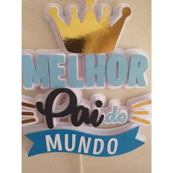 topo de bolo dia dos pais- topper de bolo melhor pai do mundo- enfeite de bolo- dia dos pais