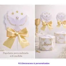 kit centro de mesa Personalizado Batizado- Primeira Comunhão- Eucaristia- kit pegue e monte- decoração de mesa