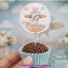 Topper para docinho urso Aviador- Topper Personalizado para festa- kit topper urso aviador- aniversario- cha de bebe