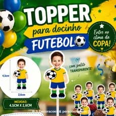 Kit topper para docinho futebol personalizado  COM FOTO - decoração  - topper brigadeiro Jogador