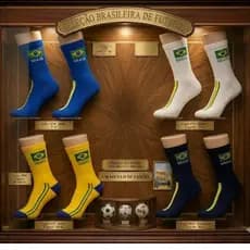 ⚽Meia Temática do Brasil  Algodão | Conforto |Futebol | 🏆Copa do Mundo. Garanta já as suas!