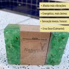 Sabonete Relaxante de Sal Grosso (Camomila, Erva Doce), Renova Energia, Esfolia pele