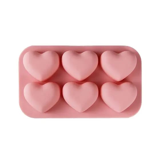 Molde Forma Silicone Coração 6 cavidades (sabonetes, bolos, gelatinas, cubos gelo) 20g p/cavidade