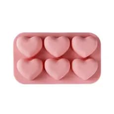 Molde Forma Silicone Coração 6 cavidades (sabonetes, bolos, gelatinas, cubos gelo) 20g p/cavidade