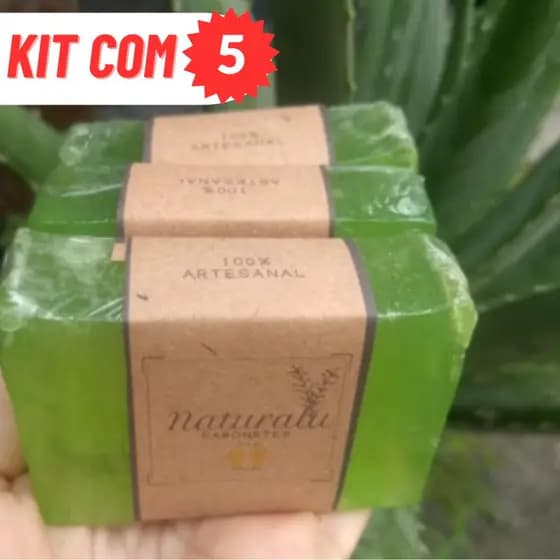 Sabonete Babosa -Kit(5) - (Aloe Vera) - Rosto (Acne, Manchas)
