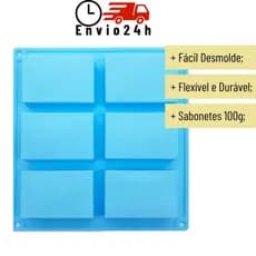 Forma Quadrada 6 cavidades Molde Silicone Sabonetes / Bolos Geléias Mousses