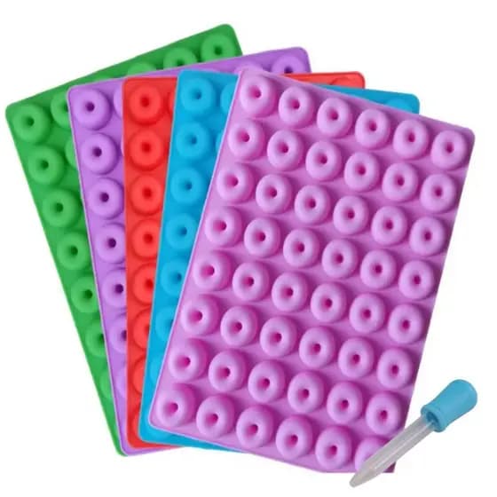 Forma Molde Mini Donuts Silicone 40 Cavidades Ideal para Docinhos, Chocolate, Gelo e Artesanato DIY