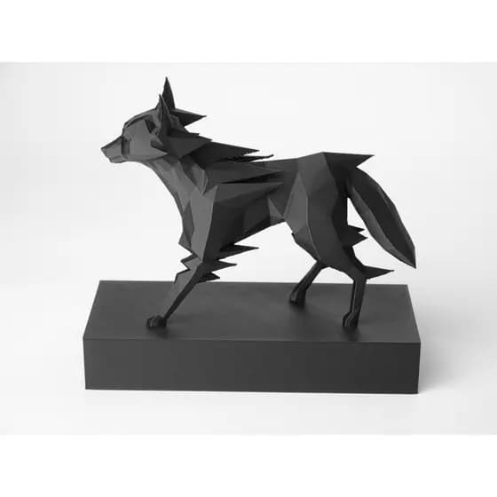 Raposa Prisma Sombrio - Escultura Geométrica de Raposa