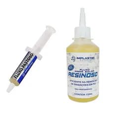 Kit Fluxo Pastoso Implastec 10g + Fluxo Resinoso 110ml Soldagem Eletrônica