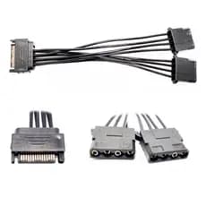 Cabo Adaptador  em Y 1 Sata Macho Para 2 Ide Molex Fêmea 5v 12v