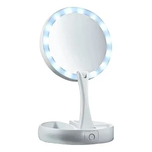 Espelho com Led De Mesa Com Aumento 10x Led luz Dobrável Para Maquiagem Pronta Entrega