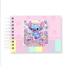 Livro Colorindo com Stitch Capa Dura Holografico Papelaria Fofa