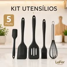 Kit Utensílios Cozinha Silicone 5 Peças Espátulas Fouet Antiaderente