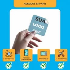100 Etiquetas Adesivas 4x4 Personalizados Vinil Prova d'agua