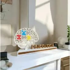 Placa Decorativa Psicologia - Letreiro 3d Com Cérebro