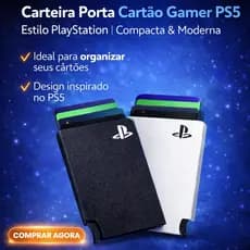 Carteira Porta Cartão Gamer PS5 | Estilo PlayStation | Compacta e Moderna