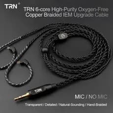 TRN A3 6 Cabo Trançado Prateado Com Revestimento De Prata Microfone HIFI Fone De Ouvido MMCX/2Pin Conector Uso Para Fones KZ
