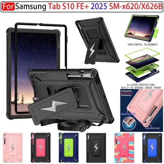 Para Samsung Tab S10 FE + Plus 5G SM-X620 X626B 13.1 Polegadas 2025 PC Portátil Silicone Híbrido Stand Holder case Kids