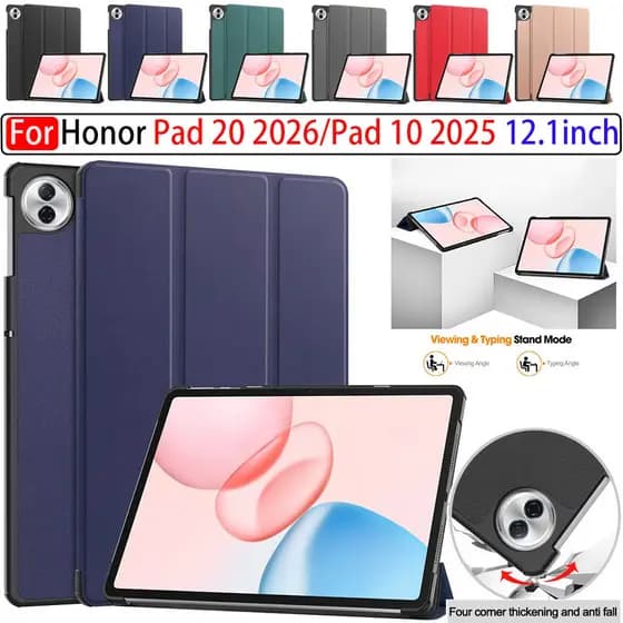 Para Huawei Honor Pad 20 2026 12.1 Polegadas 10 2025 Tablet Tri-fold Capa De Couro PU Rígido PC Ajustável Dobrável Supor