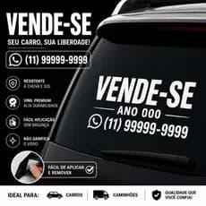 Adesivo Vende-se Carro Personalizado 27cm com WhatsApp e Telefone