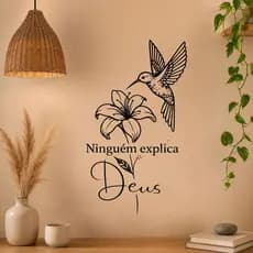 Adesivo Decorativo de Parede Auto Colante Frase "Ninguém Explica Deus" Decoração Casa Sala Cozinha Quarto Vinil
