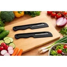 kit com 2 e 1 Fatiador Descascador Cortador de Legumes e Verduras Prático Rápido