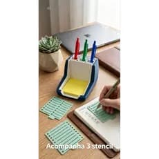 Organizador de Mesa Home Office - Porta Post-it, Canetas e Stencil (Impressão 3D)